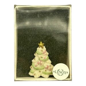 Lenox Porcelain Christmas Tree Brooch w/ Box